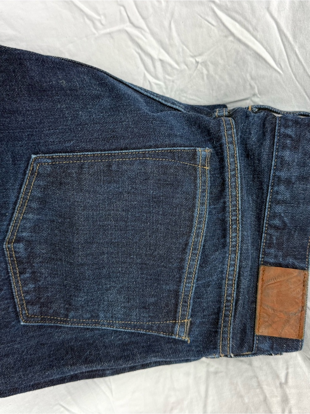 J. Crew Men’s Straight-Leg Dark Indigo Jeans with Leather Patch